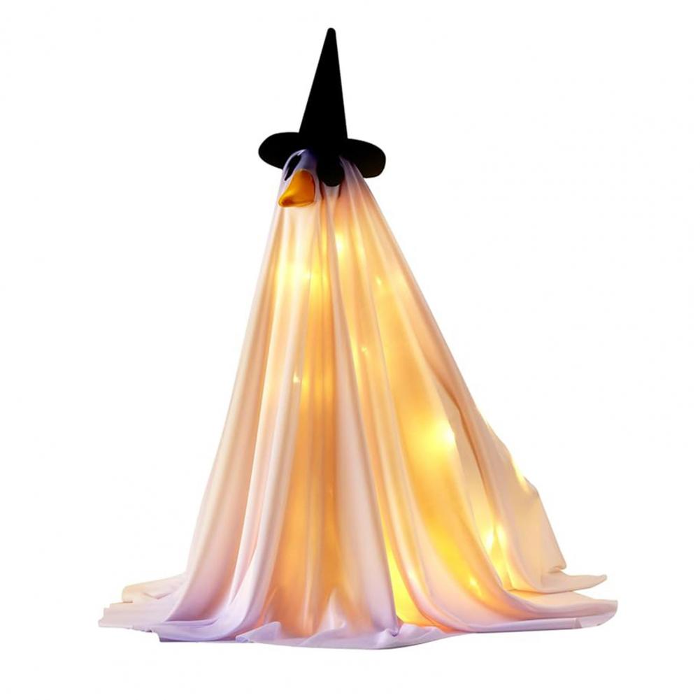 Goose Statue Accessories Ghost Themed Goose Costume Spooky Halloween Goose Outfit with Light Up Ghost Standing Yard for Outdoor