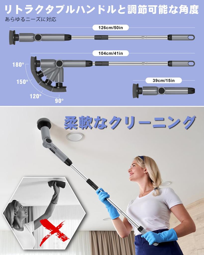 Tipkook Bath Polisher Battery Level Cordless Electric Cleaning Brush with 5000mAh IPX7 Adjustable Brush 8 Replacement Brushes Handheld Electric