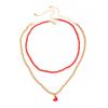 Light Luxury Niche Metal Oil Drop Love Pendant Necklace, Simple Ccb Beads Stacked Collarbone Necklace