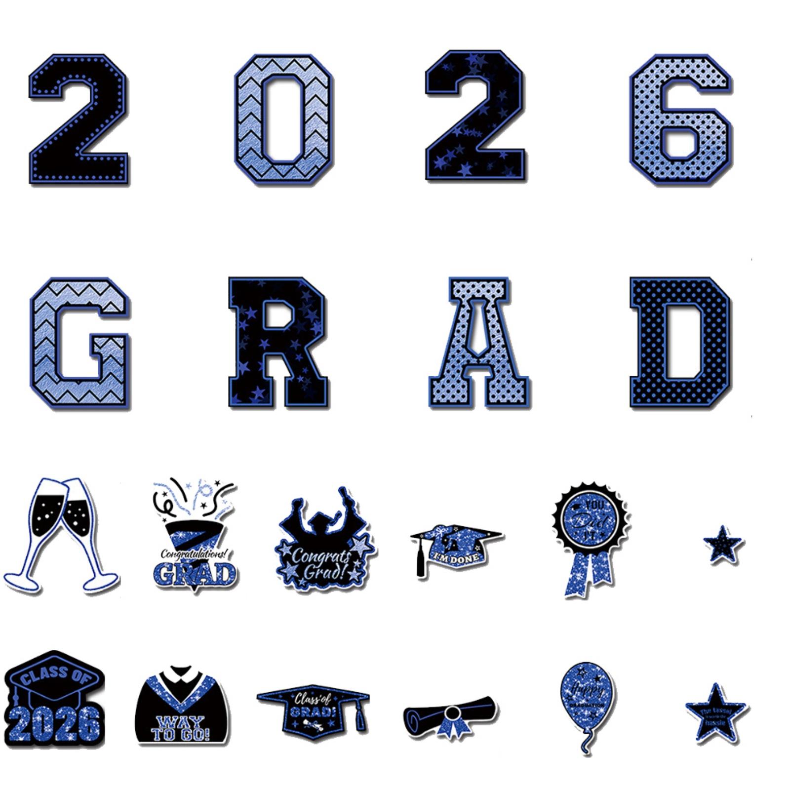

20 шт. Магниты на машину для выпускного Венок для выпускника Наклейка на бампер Магнит Поздравляем, выпускник Магнитная наклейка на холодильник Для принадлежностей на вечеринку в честь выпуска синий