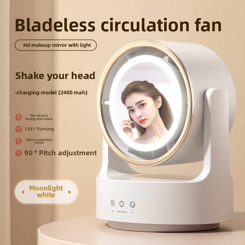 

Makeup mirror desktop shaking mute fan, home USB live streaming lighting fan, outdoor bladeless desktop fan чёрный