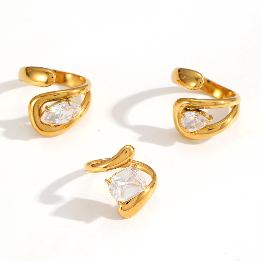 Geometric Stainless Steel Ring For Women With Electroplated Finish And Elegant Style For Fashion Accessories
