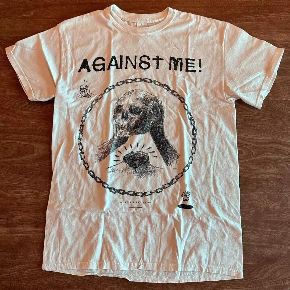 

New Popular Against Me Band White Cotton Full Size OM472 Unisex T-Shirt L