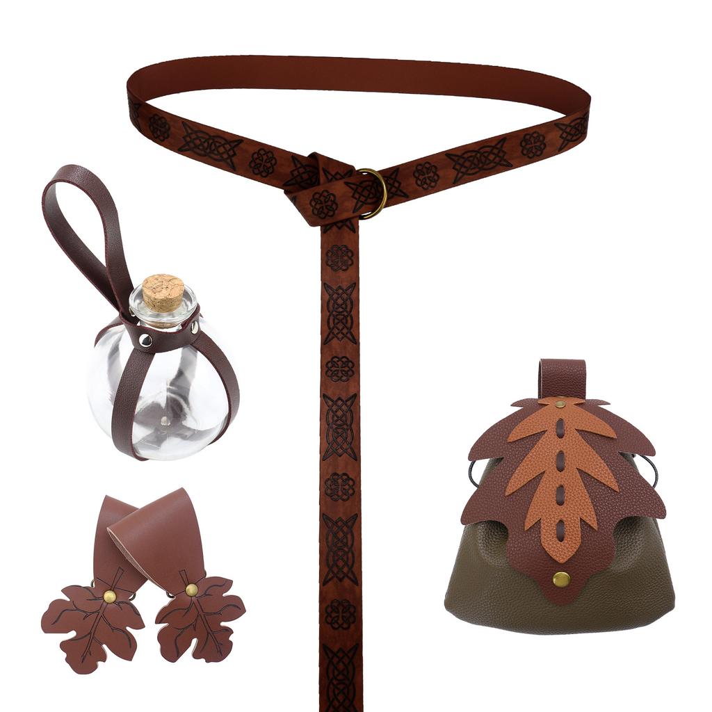 Mittelalterliches Halloween Kostüm Zubehör Set Wikinger Gürtel Rock Riemen Clip Karneval Cosplay Requisiten