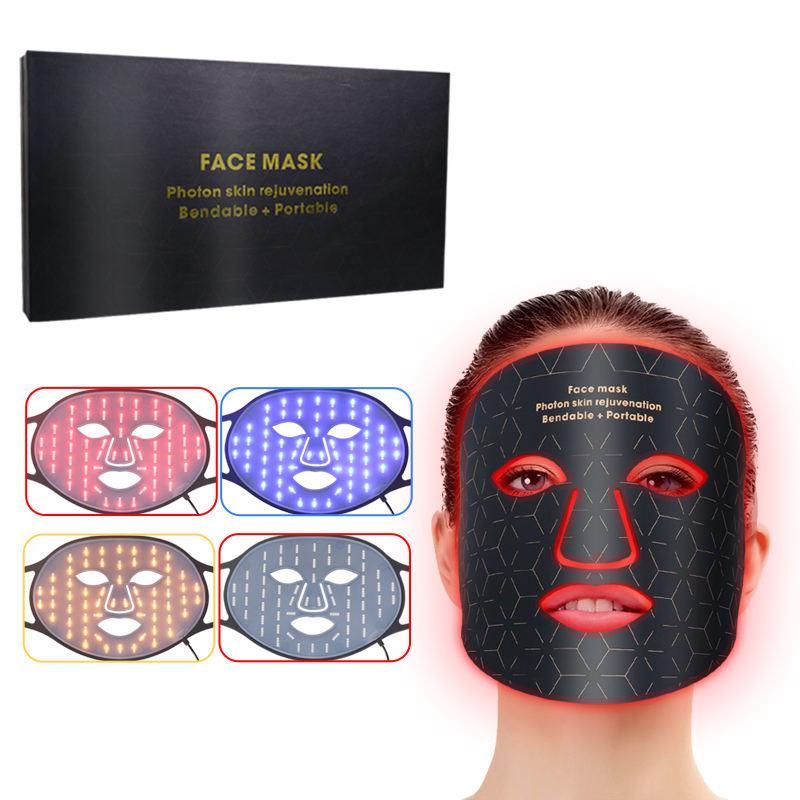 LED Silicone Facial Photorejuvenation Mask with Red and Blue Light Therapy
