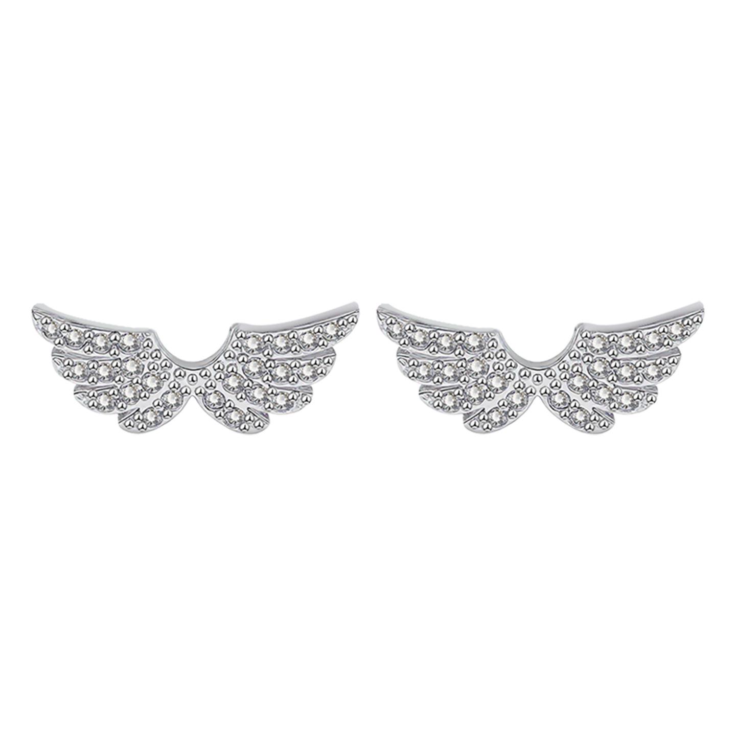 Gentle Fairy Eco-friendly Copper Wing Studs: Exquisite Diamond Everyday Earrings