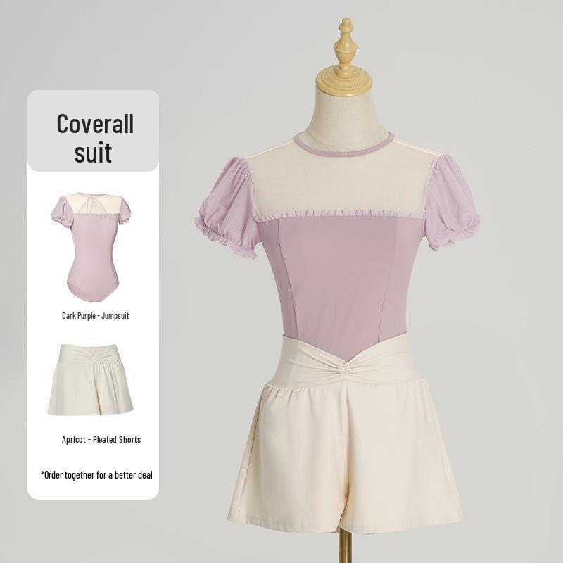 Adult Puff Sleeve Ballet & Gymnastics Body Shaping Suit - Short Sleeve Dancewear for Practice & Exams