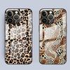 Glass Phone Cover Case for iPhone 17 Pro Max Air 16 XR 13 11 8 15 Plus 12 14 Leopard Print