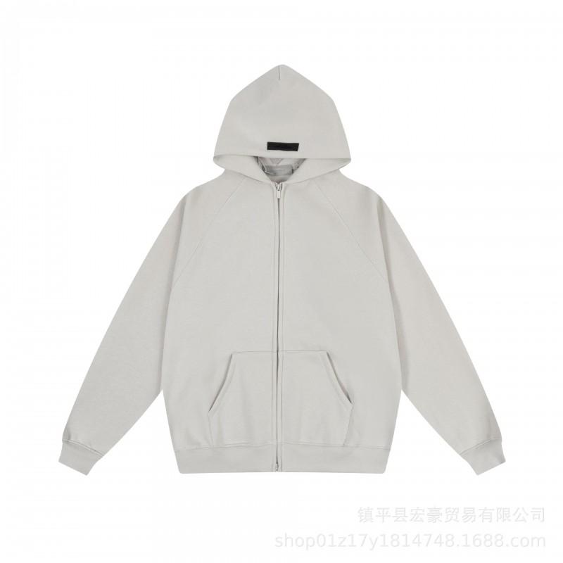 Unisex Oversized Fleece-Lined Hooded Zip-Up Sweatshirt With Embroidered Letter Print