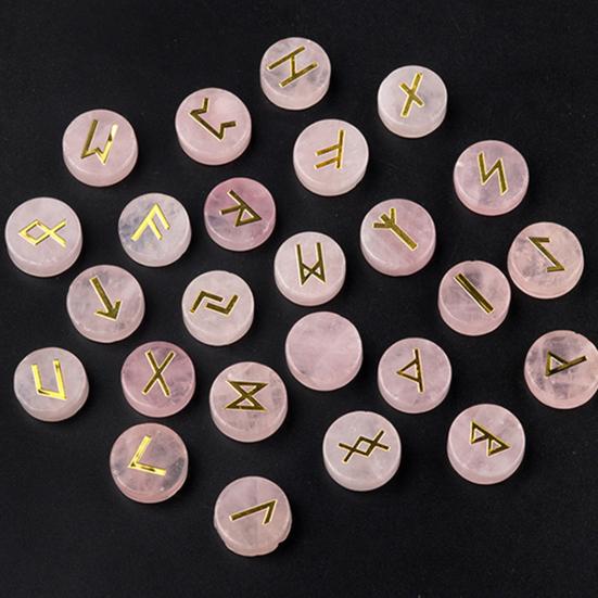 25Pcs Faux Crystal Agate Rune Stone Set Alphabet Rune Round Set Nordic Germanic Language Stone for Witchcraft Fortune-Telling