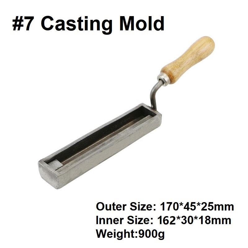 Silver Gold Bar Ingot Casting Mold with Wood Handle Metal Iron Brass Rectangle Wire Csasting Tools Jewellery Making