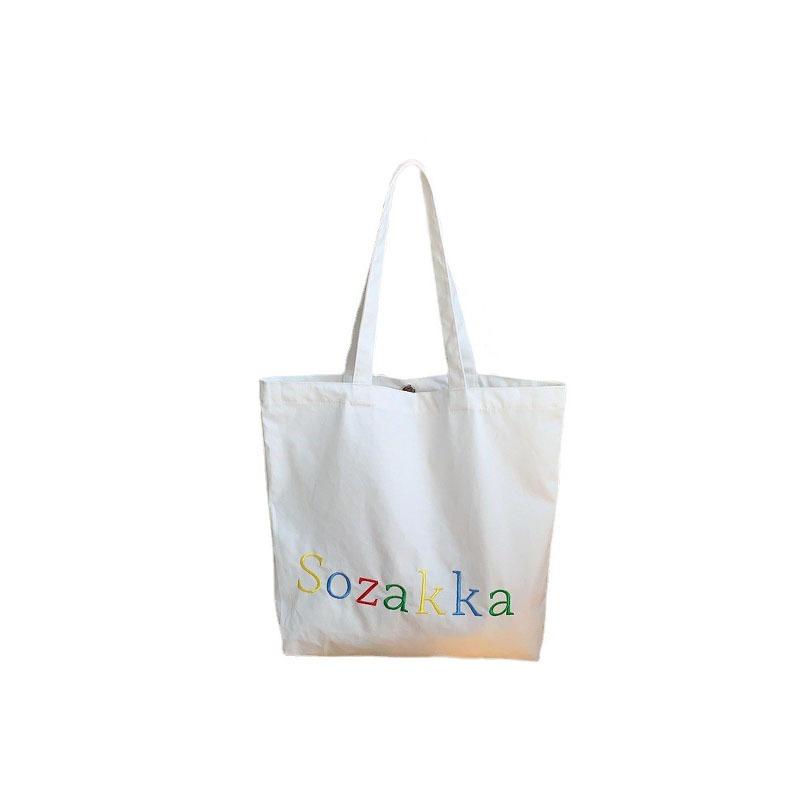 Canvas Bag Summer Embroidery Letters Large Capacity Tote Student Bag Class Bag Portable