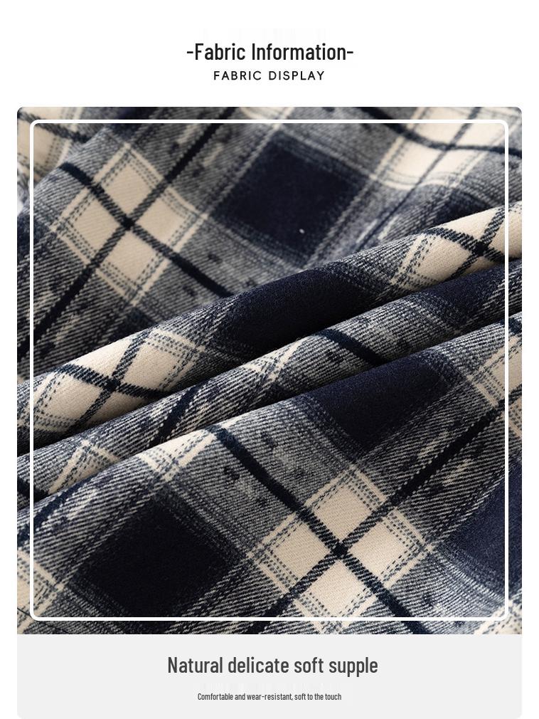 2026 Spring Kids' Blue Plaid Embroidered Long Sleeve Shirt for Boys