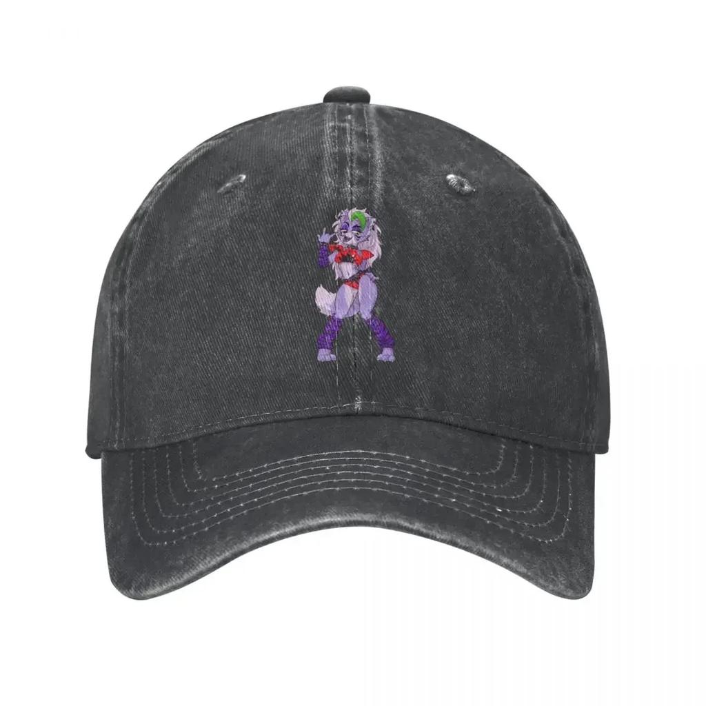 FNAF Roxanne Wolf Game Unisex Baseball Caps Security Breach Distressed Denim Caps Outdoor Activities Adjustable Fit Snapback Hat