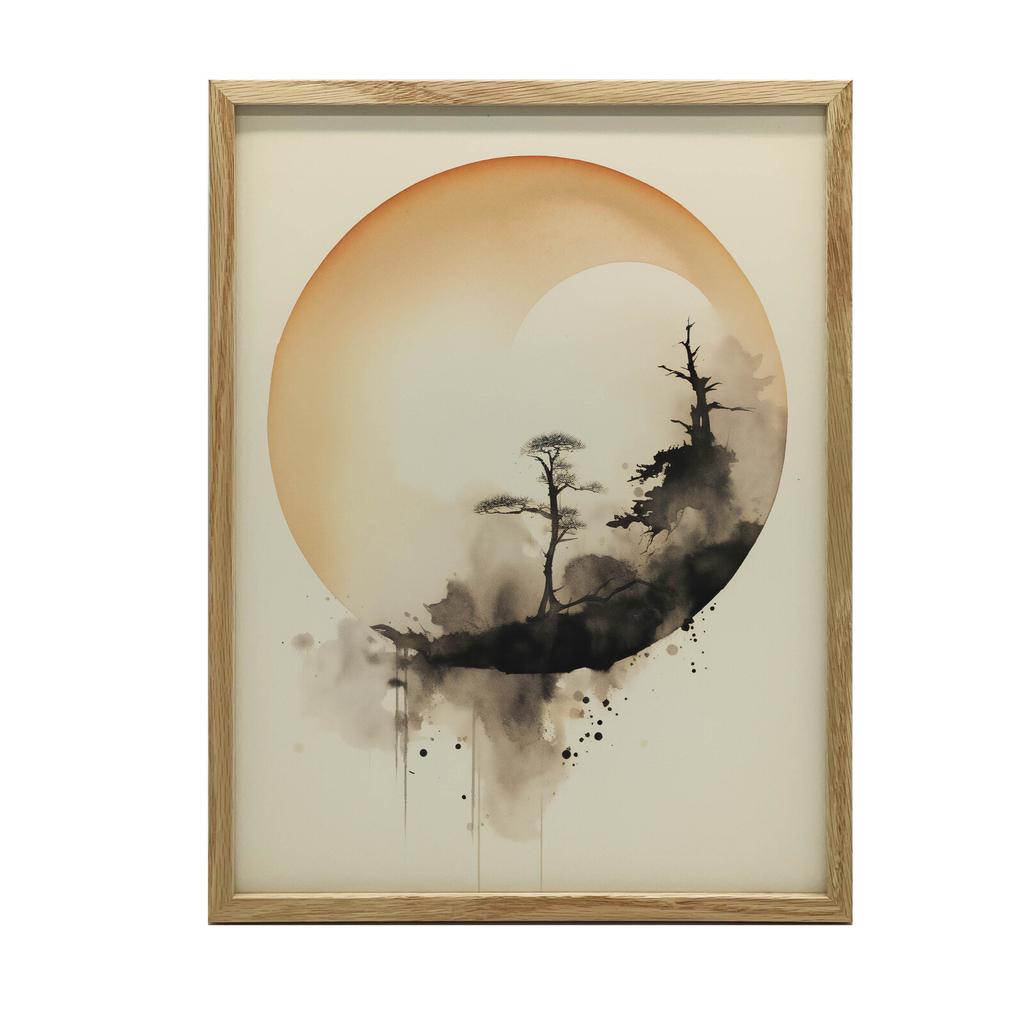 Zen Circle Zen Circle, 50X70 Cm, Dark Brown Wooden Frame, 230 Gsm Matte Paper
