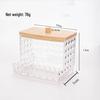 Diamond Pattern Cotton Pad Organizer with Wooden Lid - Multi-Purpose Desktop Storage Box
