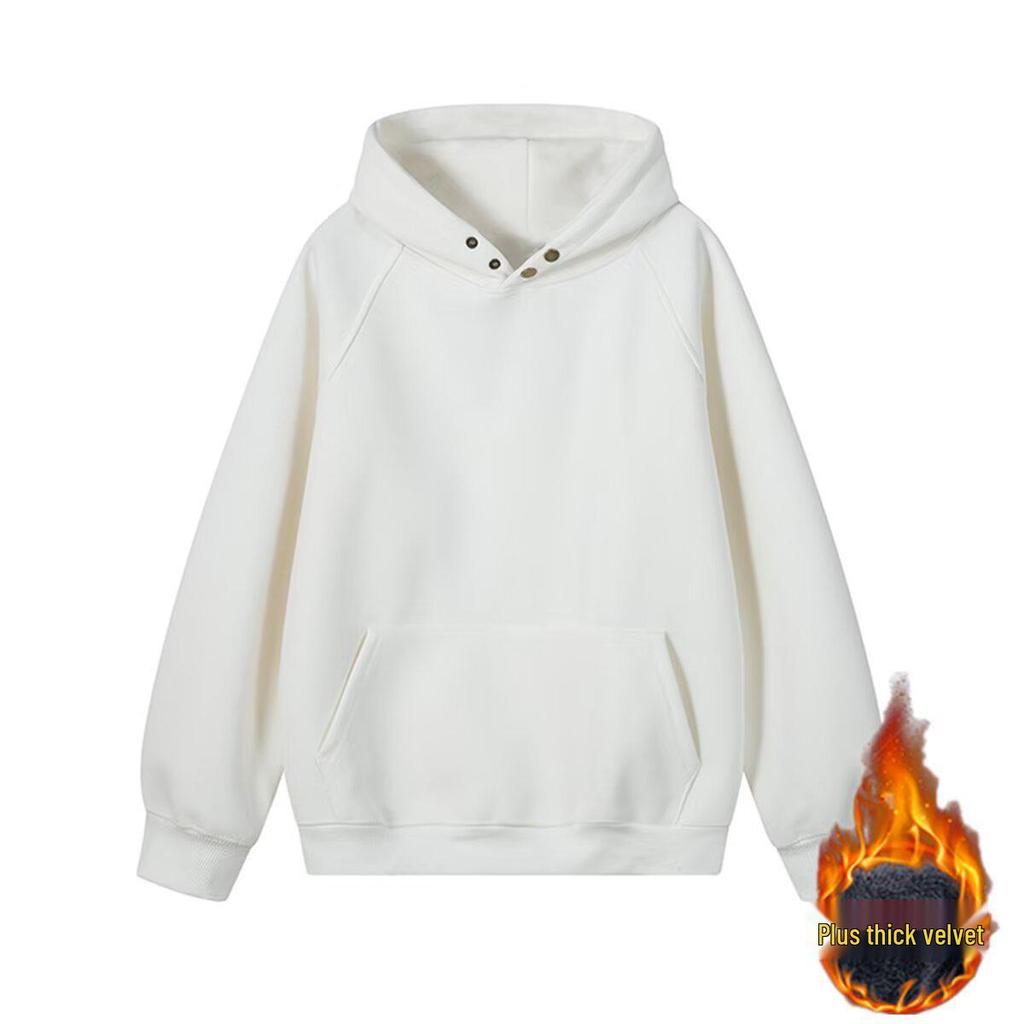 Luxury American Retro Heavyweight Cotton Hooded Sweatshirt for Men - Autumn/Winter Thickened Street Style Loose Fit