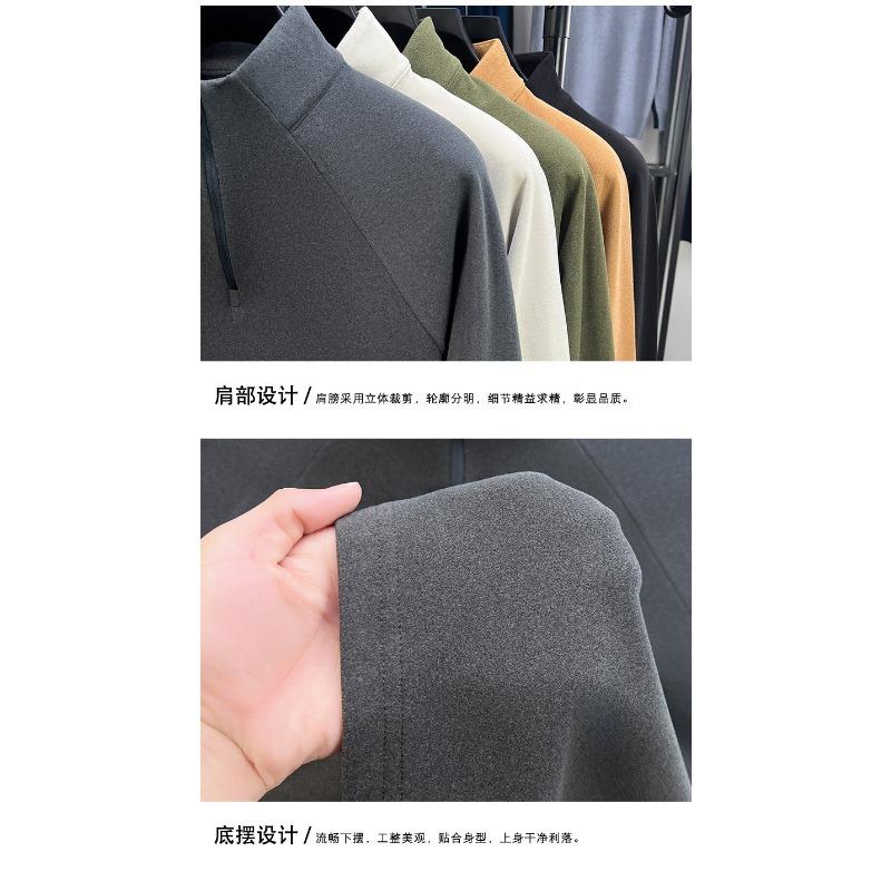 Men S Fleece Lined Stand Collar Half Zip Solid Color Casual Winter Sweatshirt