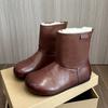 Flats Ankle Boots Trend Leather Women Shoes Winter 2025 Brand New Hot Sale Short Plush Warm Casual Shoes Cozy Snow Botas Mujer