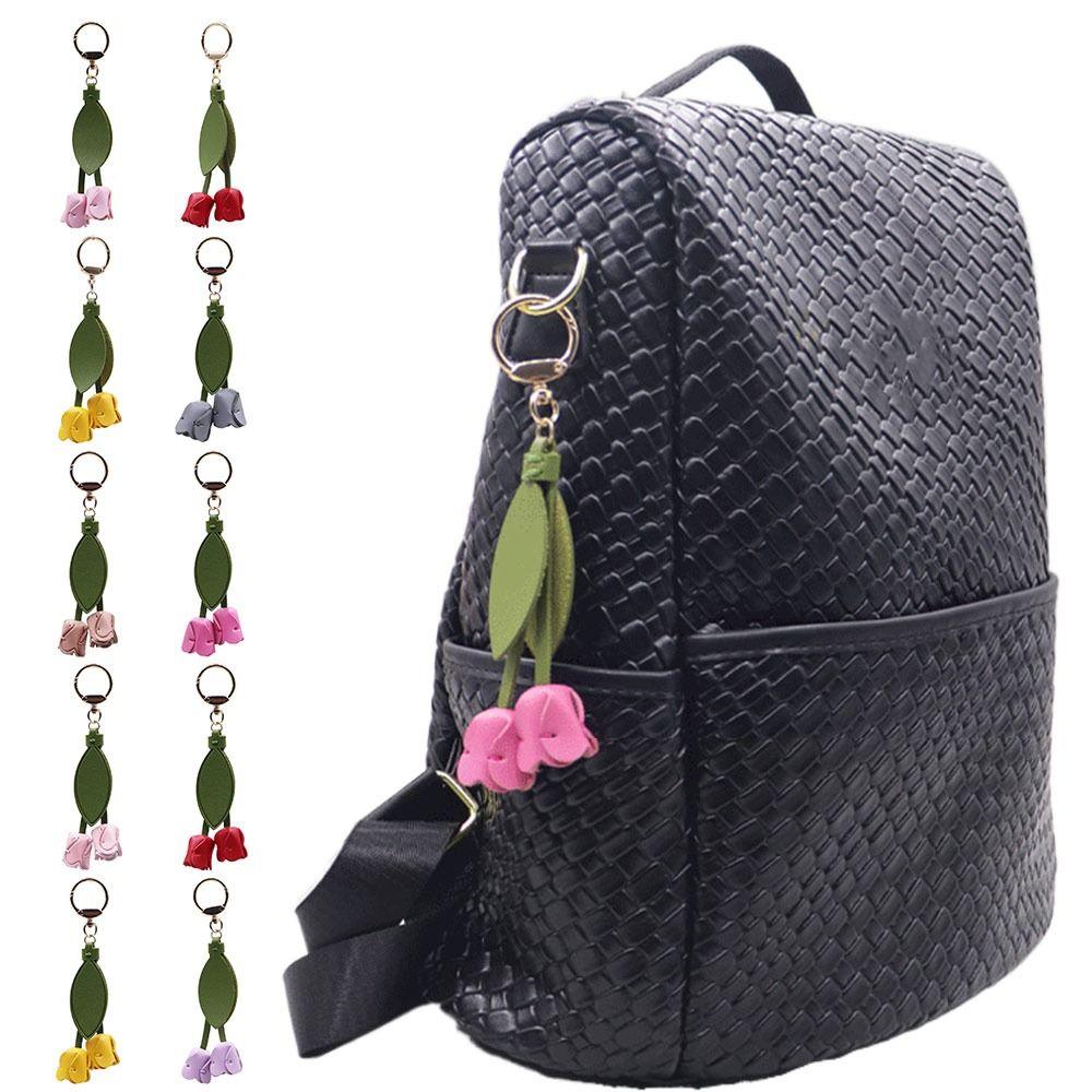 Car Decoration Tulip Flower Keychain Leather Keychain Pendant High Quality Bag Ornament  Gift Toys