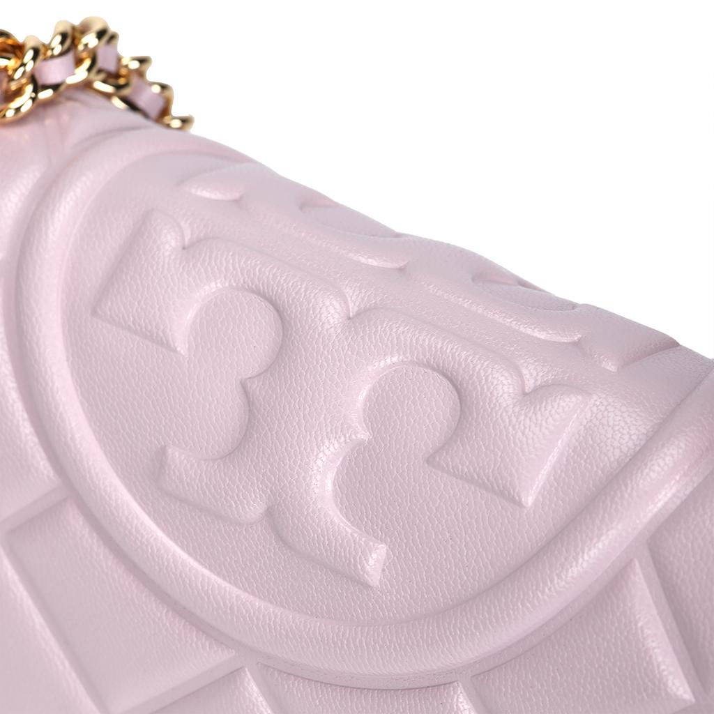 Tory Burch Fleming Two-Way Design Logo Embossed Lambskin Crossbody Shoulder Bag Small Women Bags Purple 164800-500