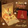 3D Light Music Birthday Card Pop Up Cake Creative Greeting Card Happy Birthday Party Gift Message Cards