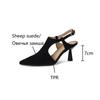 Fashion NEW Summer Women Sandals Pointed Toe Thin Heel Shoes Sexy High Heels Elegant Sheep Suede Leather Shoes for Women Party Shoes