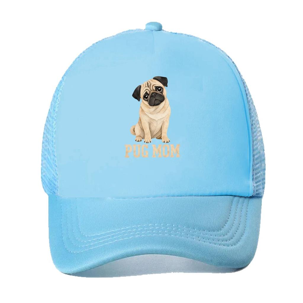 Cute Pug Mom Portrait Typography Mesh Baseball Cap For Womens Unisex FeUnisex Beach Dad Hat Hip Hop