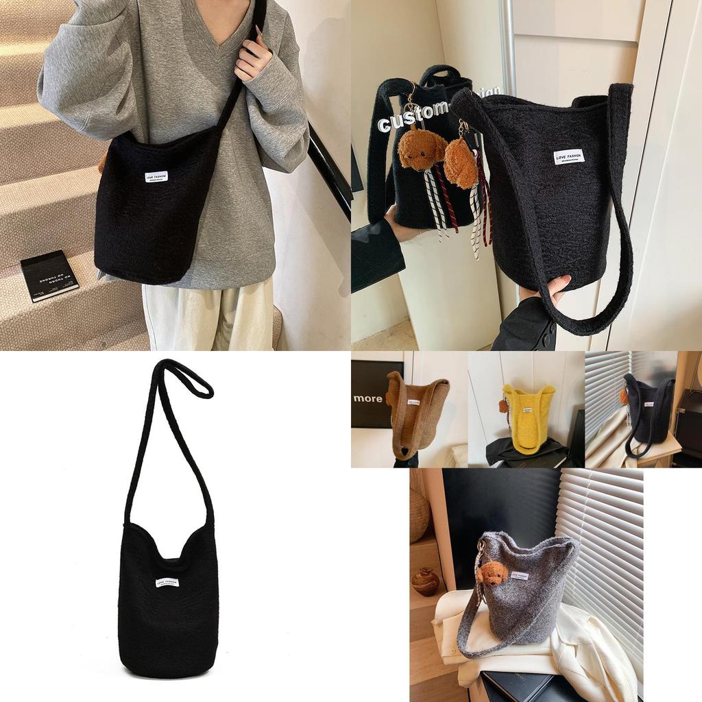 Stylish Large Capacity Womens Bucket Bag Casual Korean Design In Black Brown Yellow Grey