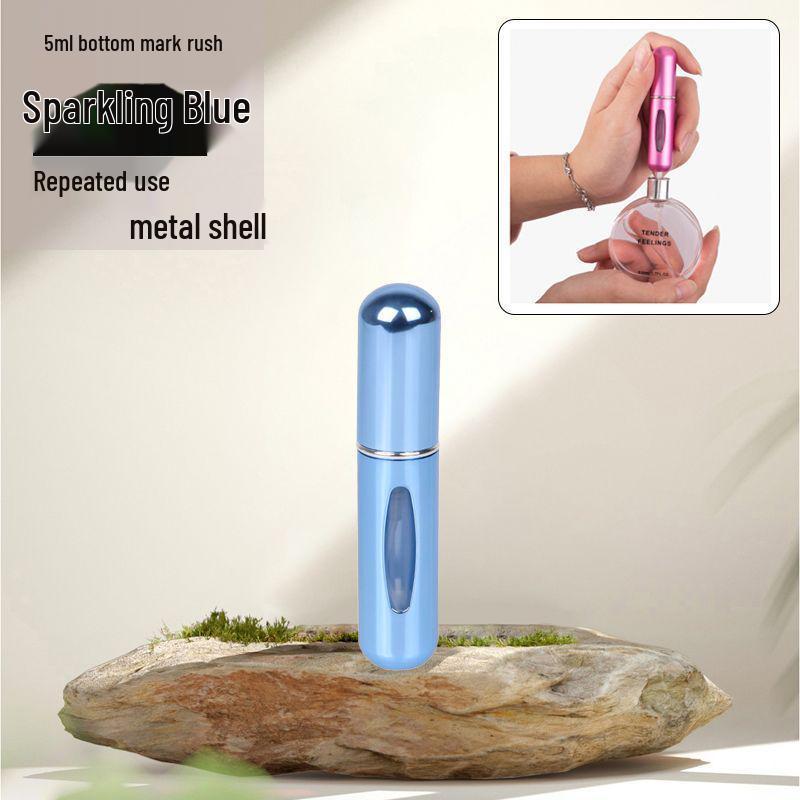 Refillable Press-Type Perfume Atomizer: Portable, High-End, Hydrating, Recyclable, Rotating Transparent Design