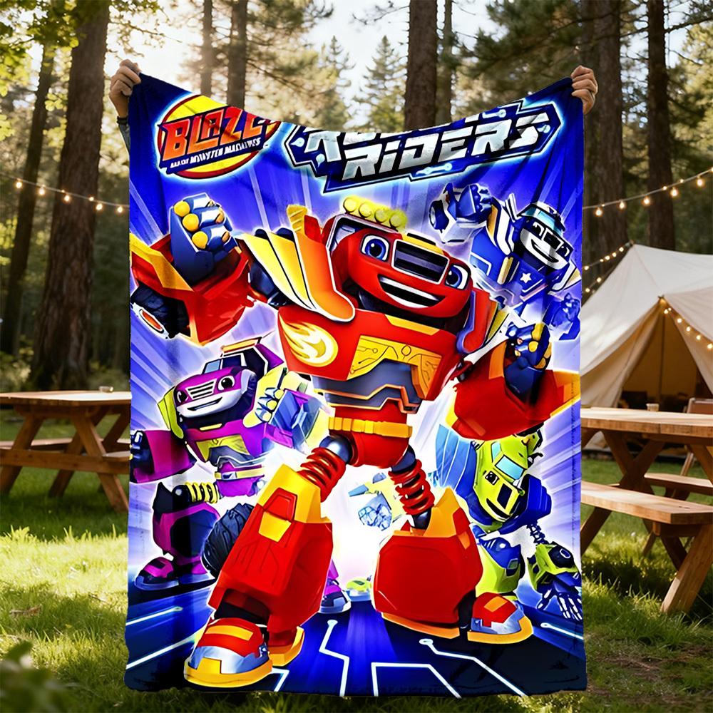 1pc Blaze and the Monster Machines Outdoor Blanket Lightweight Flannel, All Season Use for Sofa, Outdoor, Camping, Living Room, Office, Chair