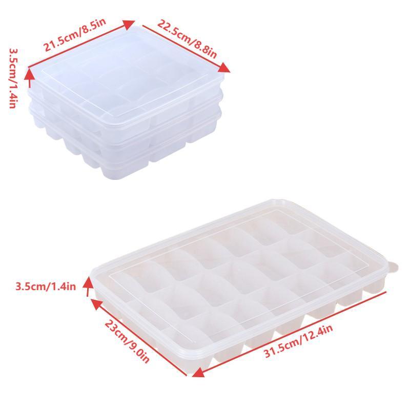 15/21 Grid Kitchen Storage Box Refrigerator Organizer Transparent Reusable Food Containers Tray For Dumpling Wonton