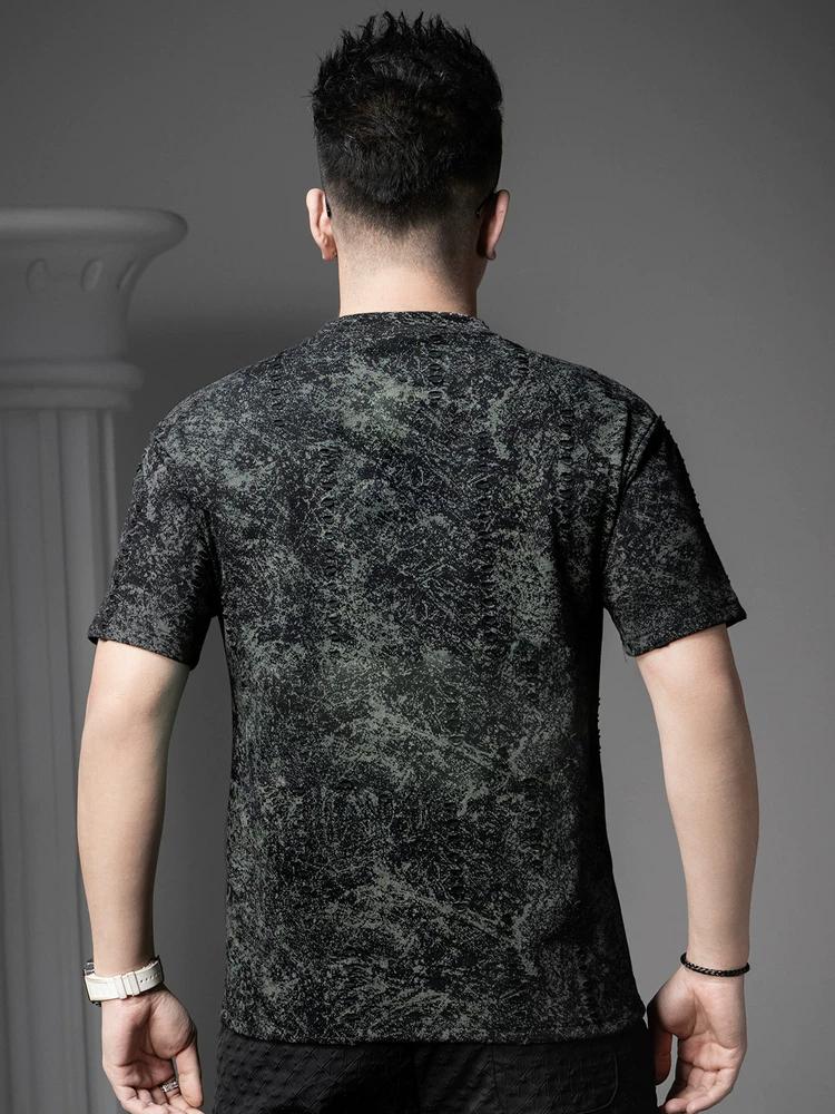 European Goods Summer Loose Short sleeve T-shirt Men's 2025 New High Sense Print Half Sleeve T-shirt Casual Top Men