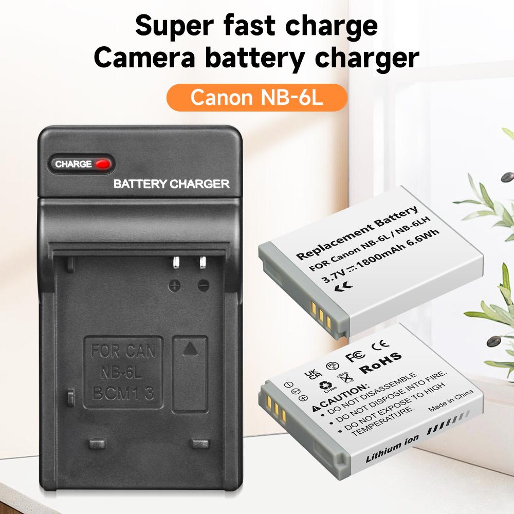 1800mAh NB-6L NB6LH NB-6LH Camera Battery with Dual Slot Charger For Canon PowerShot D30 D10 S120 S90 SX700HS IXUS210 SD35001S