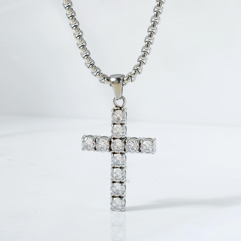 Europäische und Amerikanische Diamantbesetzte Kreuz-Anhänger Halskette, Hochwertige Halskette, Personalisierter Schmuck 2026