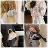 PU Leather Bowling Shoulder Bag Sweet Pillow Handbag Elegant Boston Crossbody Bag  Girls/Female