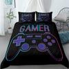 Game Controller Duvet Cover Set 3D Gamepad with Button King Queen Full Twin Size Comforter Cover for Kids Polyester Bedding Set
