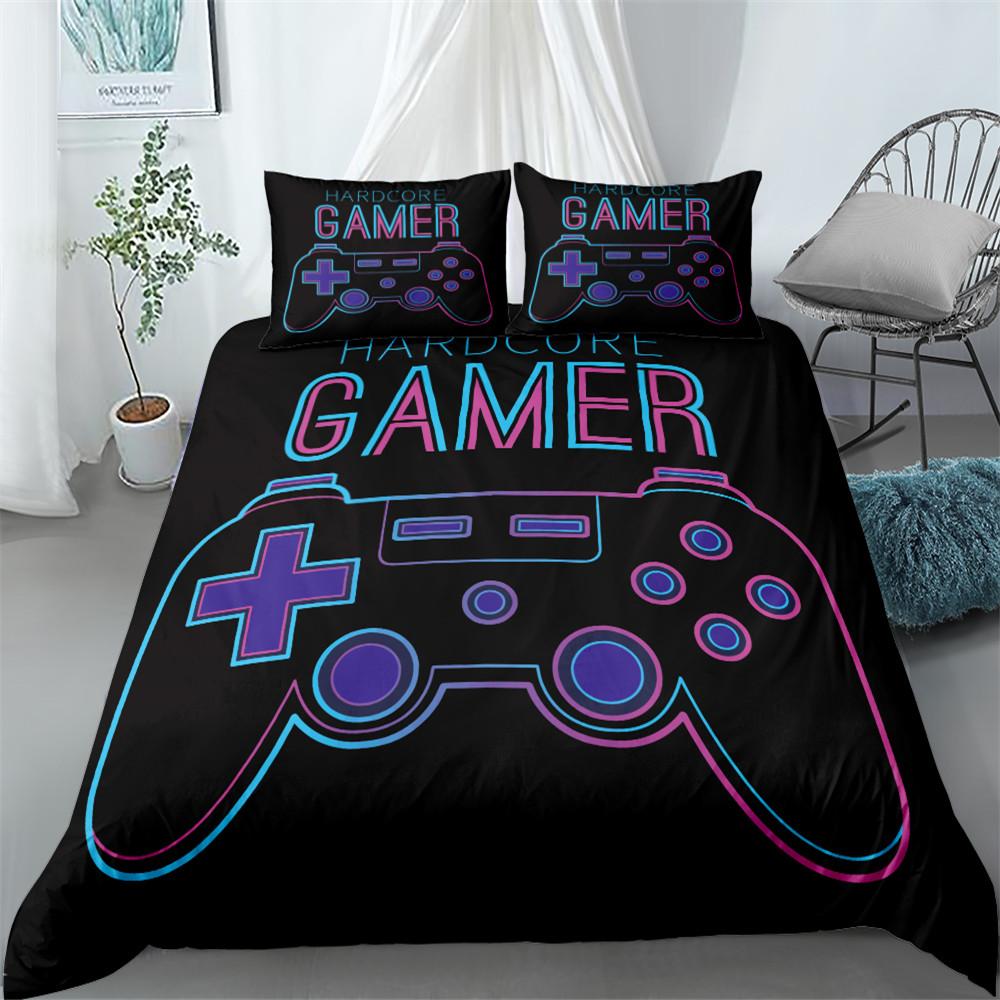 Game Controller Duvet Cover Set 3D Gamepad with Button King Queen Full Twin Size Comforter Cover for Kids Polyester Bedding Set