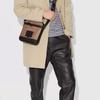 New COACH Rivington Monogram Canvas With Leather Shoulder Bag, Crossbody Bag Small Size Men's Khaki Monogram & Black 40352-JIKHA