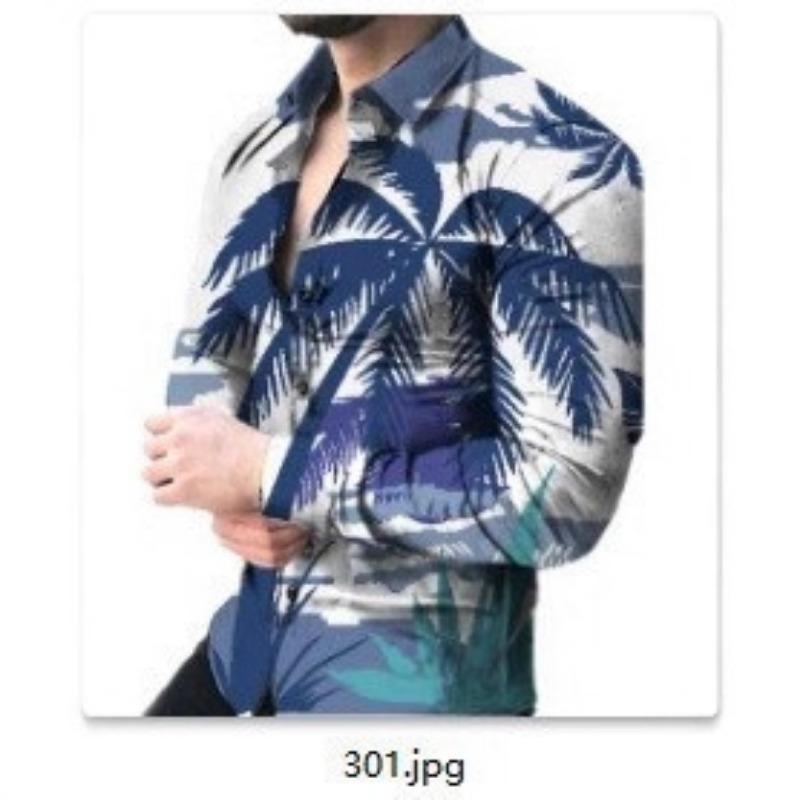 Men's Satin Long Sleeve Shirt Red Swirl Print Button-Up Casual Party Top