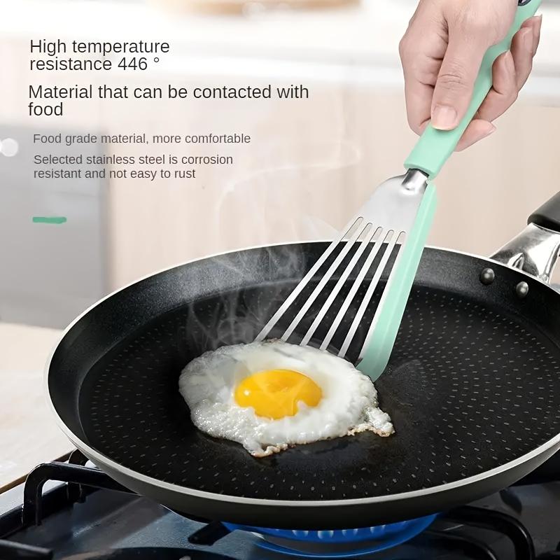 1pc Stainless Steel Spatula, Silicone Handle Heat-Resistant Frying Pan Turner, Non-Stick Kitchen Utensil for Cooking Steak and Fish - for Christmas