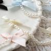 2Pcs Bows Pearl Chain Patch Accessories long streamers Ribbon DIY Lolita Dresses Clothing Accessories