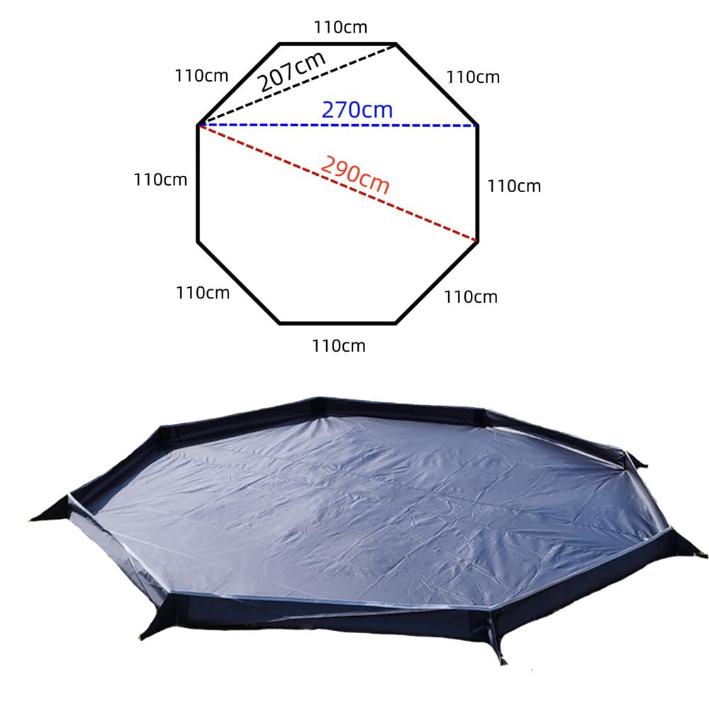 Octagonal Ground Sheet for 2-3 Person One-Pole Tents, Lightweight, Waterproof, PU4000mm, 3D Design, Includes Storage Bag