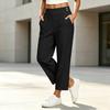 Women's High Waisted Loose Fit Yoga Pants with Pockets and Button Straight Leg Casual