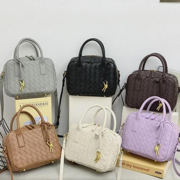 2024 Γνήσιο Δέρμα Γυναικεία Χειροποίητη Μικρή Τετράγωνη Τσάντα Κουτί - Τσάντα Χειρός, Ώμου, Messenger, Εργασίας και Στυλ Boston