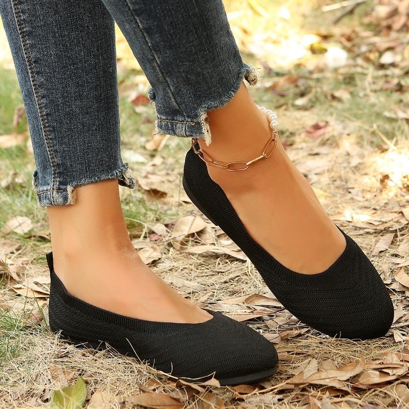 Large size single shoes women's spring and autumn new round head foot cover fly woven mesh lazy one pedal casual single shoes