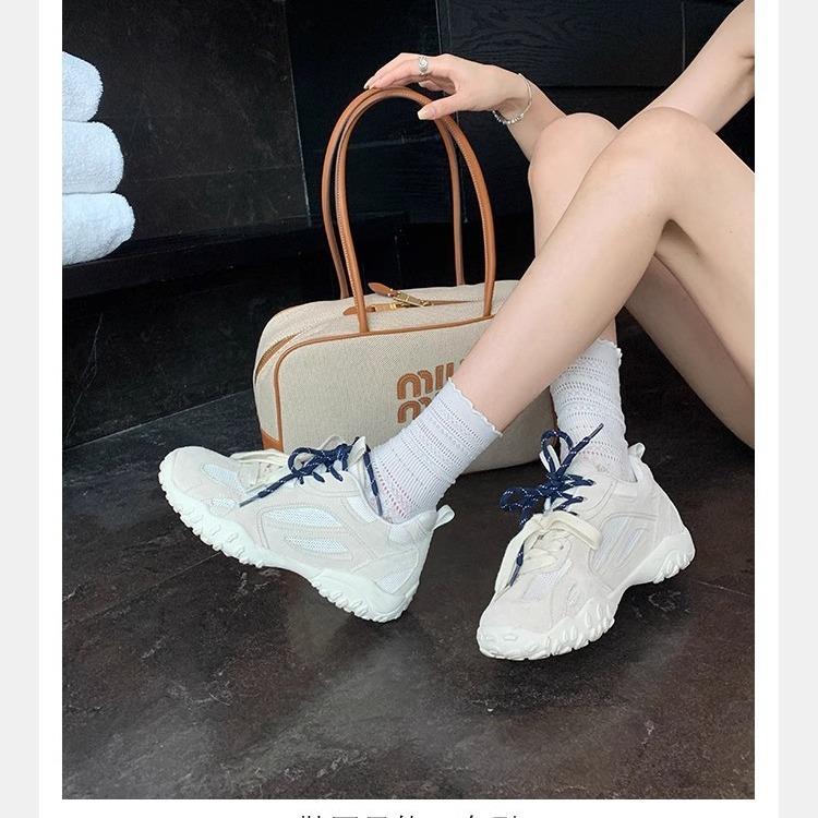 Grape Mother, the Same Style, Inner Height-increasing Thick-soled German Training Shoes, Women's Autumn New Board Shoes, Double Lace-up Breathable Mes