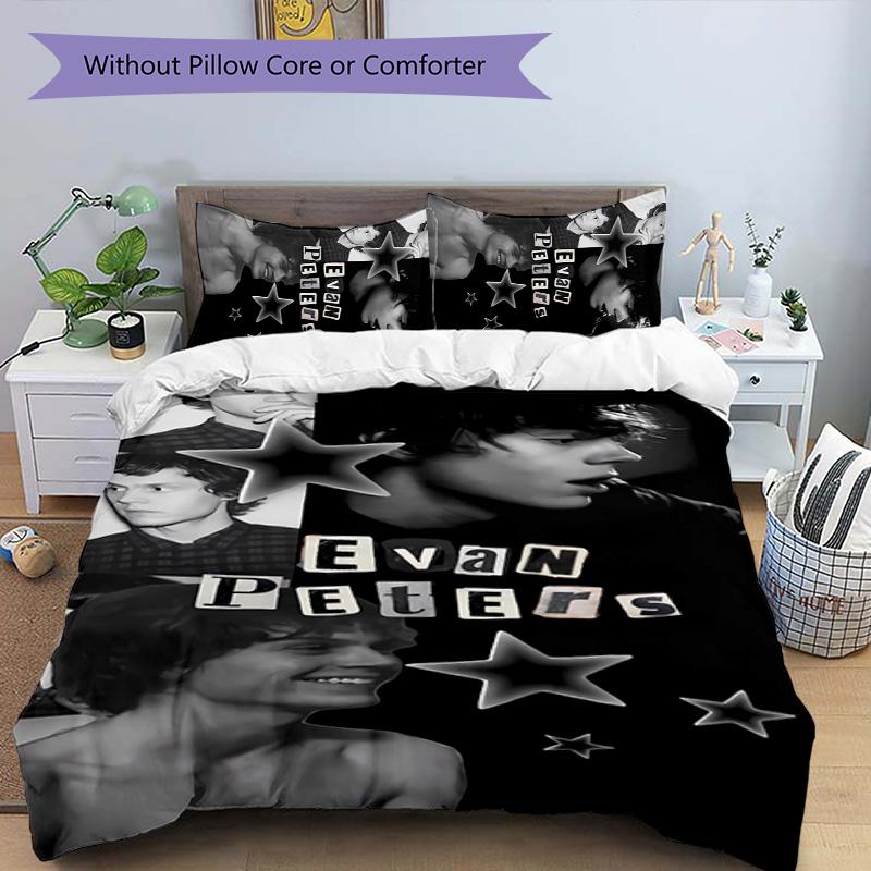 3pcs Evan Peters3 pattern bedding set duvet cover set includes duvet cover &pillowcases, perfect all season bedroom decoration & gift