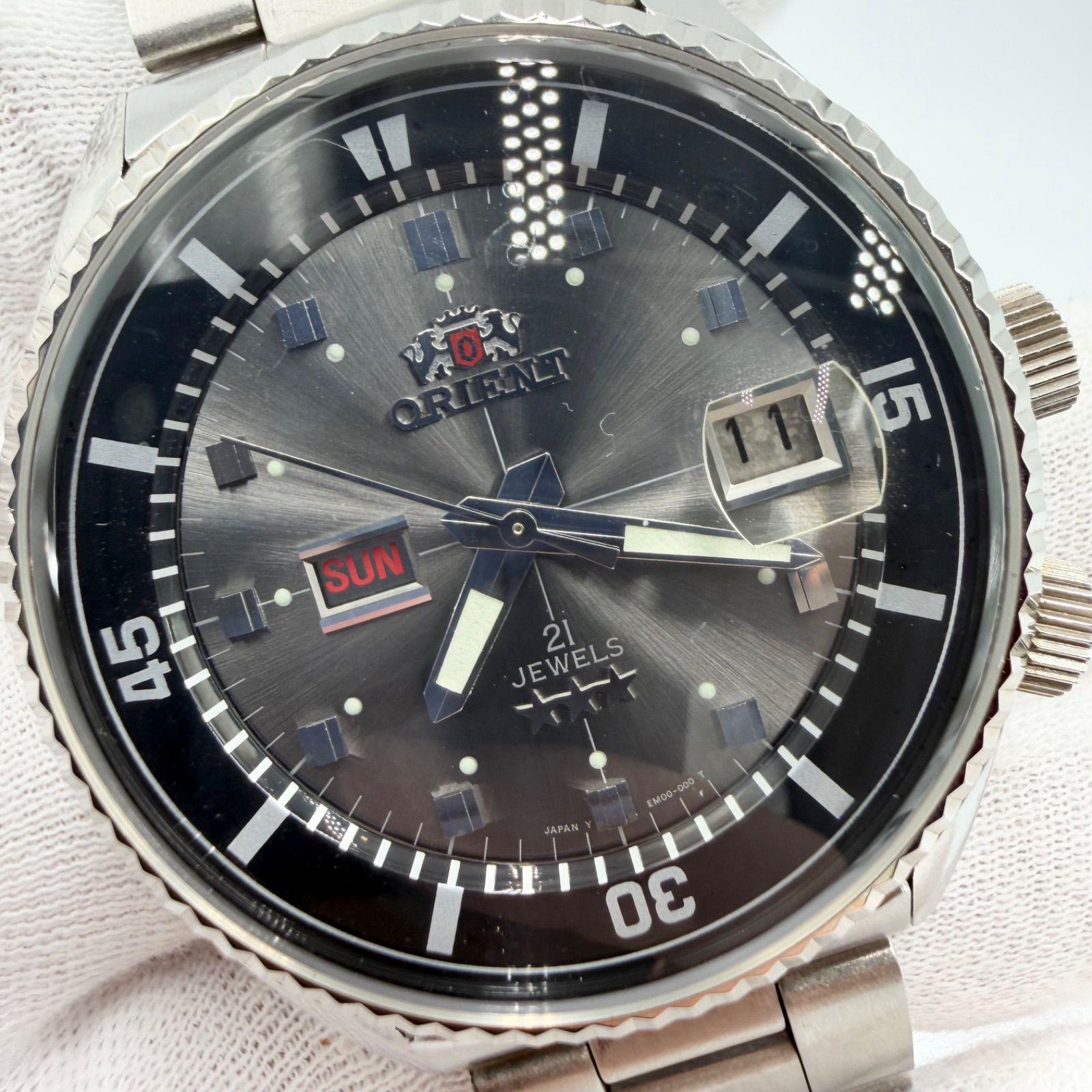 [Good Condition] Orient Automatic Winding 21 Jewels 3 Star Inner Bezel Day Date