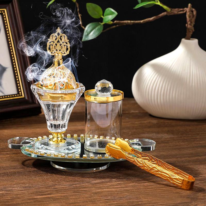 

1 Набор Стеклянный Ближневосточный Золотой Изысканный Подарок Арочная Форма Домашний Декор Подставка для Благовоний Украшение Доступно Несколько Вариантов